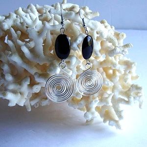 NEW Silver Tone Spiral Dangle Earrings 2.5"